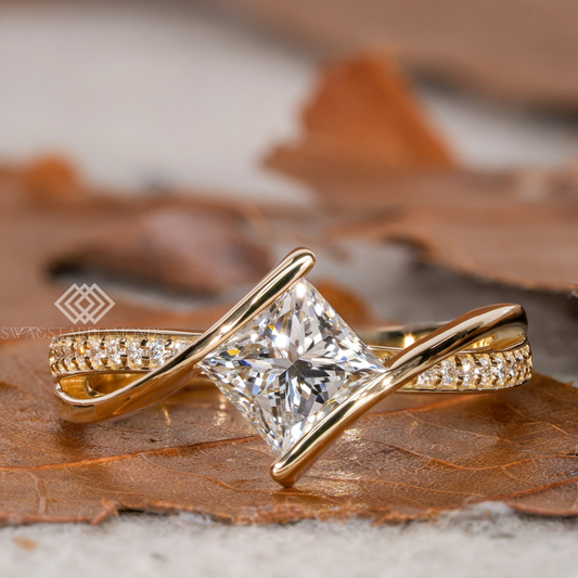 Princess Diamond Ring With Lab-Grown & Natural Diamonds, Jewelry By Leading Manufacturer From Swagstar, Surat. Explore Wedding, Engagement, Eternity Rings, Earring & Studs, Bracelets In 10k, 14k, & 18k Gold Varieties, Including White, Yellow, Rose Gold.