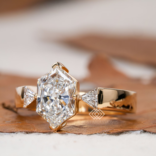 Hexagon Brilliant rings Lab-Grown & Natural Diamonds, Jewelry By Leading Manufacturer From Swagstar, Surat. Explore Wedding, Engagement, Eternity Rings,  Earring & Studs, Bracelets In 10k, 14k, & 18k Gold Varieties, Including White, Yellow, Rose Gold.