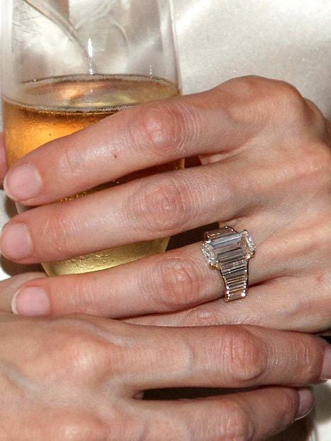 5 CT Emerald Cut & Baguette Lab Grown Diamond Angelina Jolie Engagement Ring