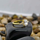 2 Carat Oval Cut Lab Diamond Ring Cluster Engagement Ring For Her In 14K Yellow Gold
