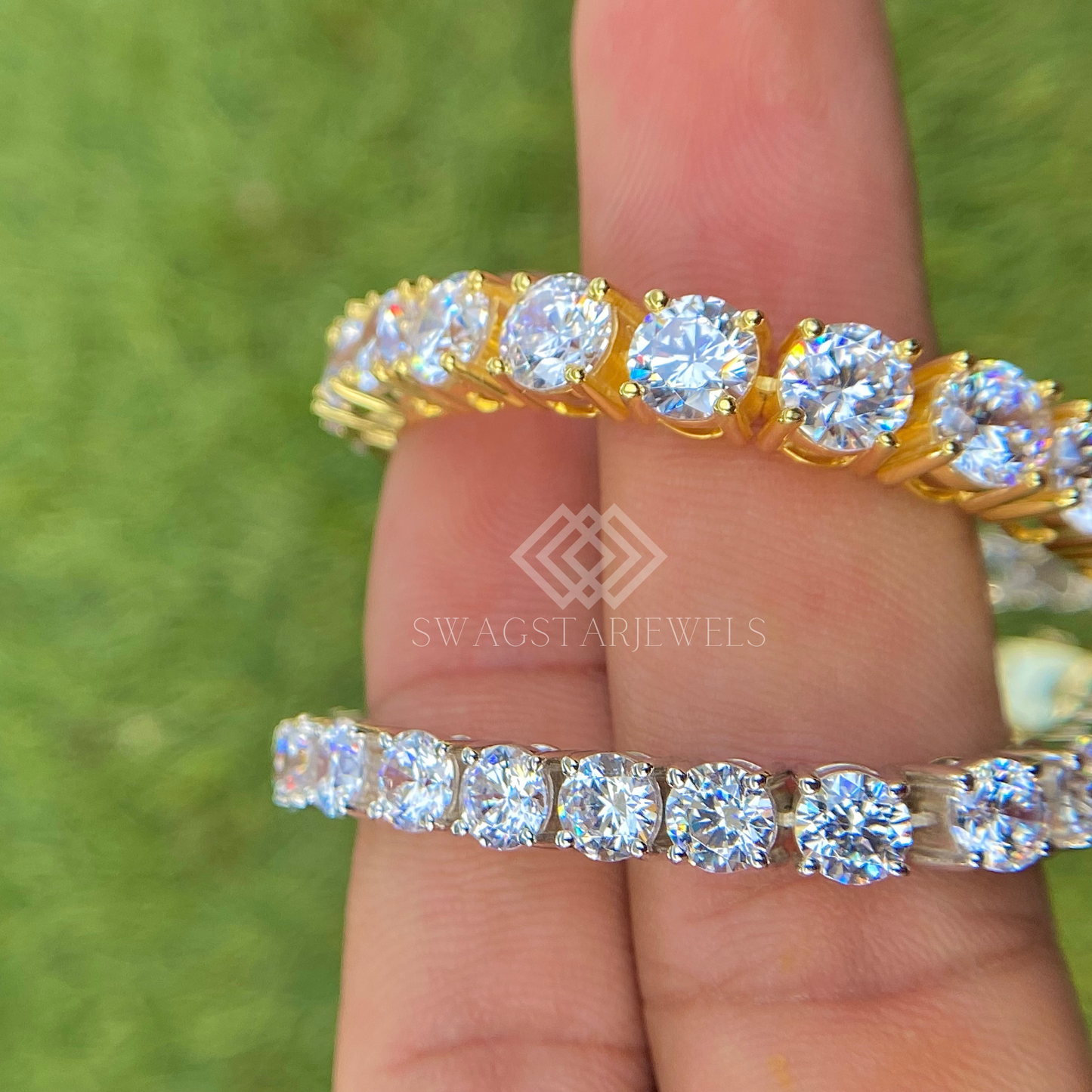 Dual Bracelet With Lab-Grown & Natural Diamonds, Jewelry By Leading Manufacturer From Swagstar, Surat. Explore Wedding, Engagement, Eternity Rings,  Earring & Studs, Bracelets In 10k, 14k, & 18k Gold Varieties, Including White, Yellow, Rose Gold.