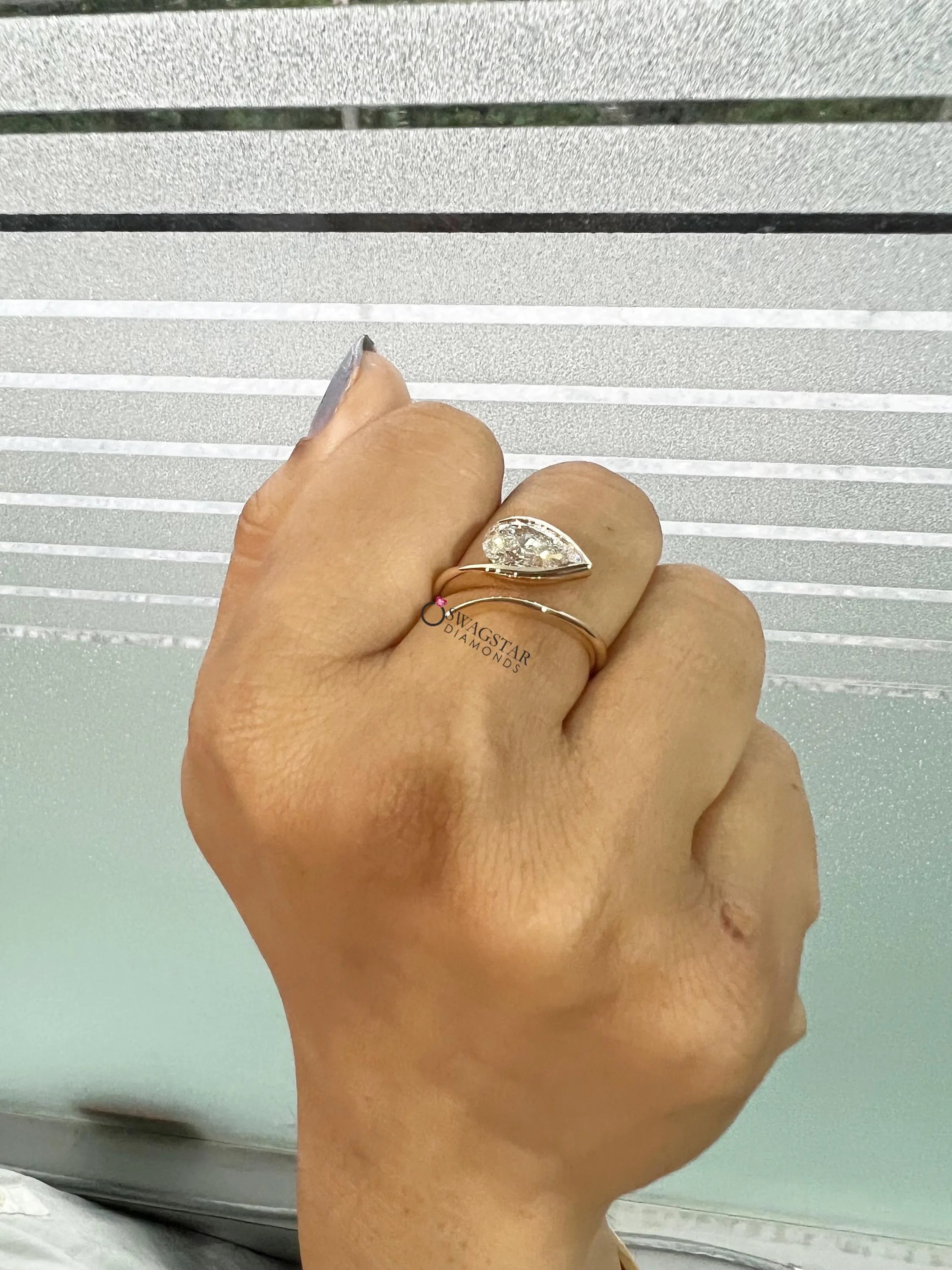 2 Carat Pear Cut Lab Grown Diamond Ring.