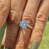 3Ct Round Cut Tulip Basket Hidden Halo Ring