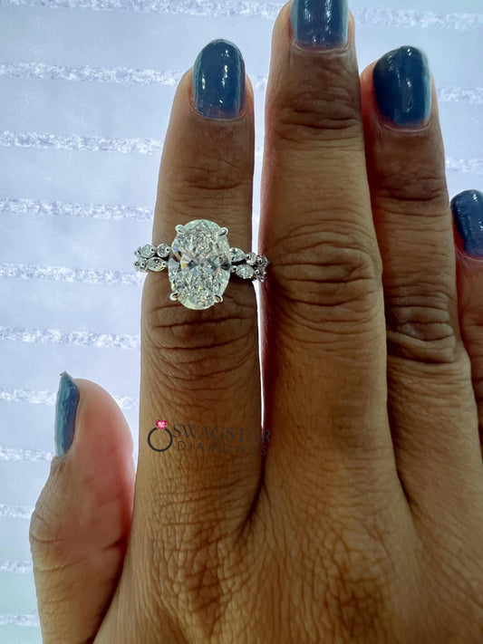 3 CT Oval Cut Lab Diamond Wedding Ring