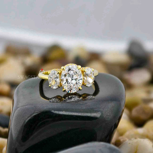 3 CT Oval Cut Three Stone RIng