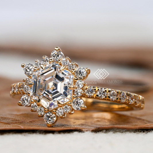 Hexagon Shape ring With Lab-Grown & Natural Diamonds, Jewelry By Leading Manufacturer From Swagstar, Surat. Explore Wedding, Engagement, Eternity Rings,  Earring & Studs, Bracelets In 10k, 14k, & 18k Gold Varieties, Including White, Yellow, Rose Gold.