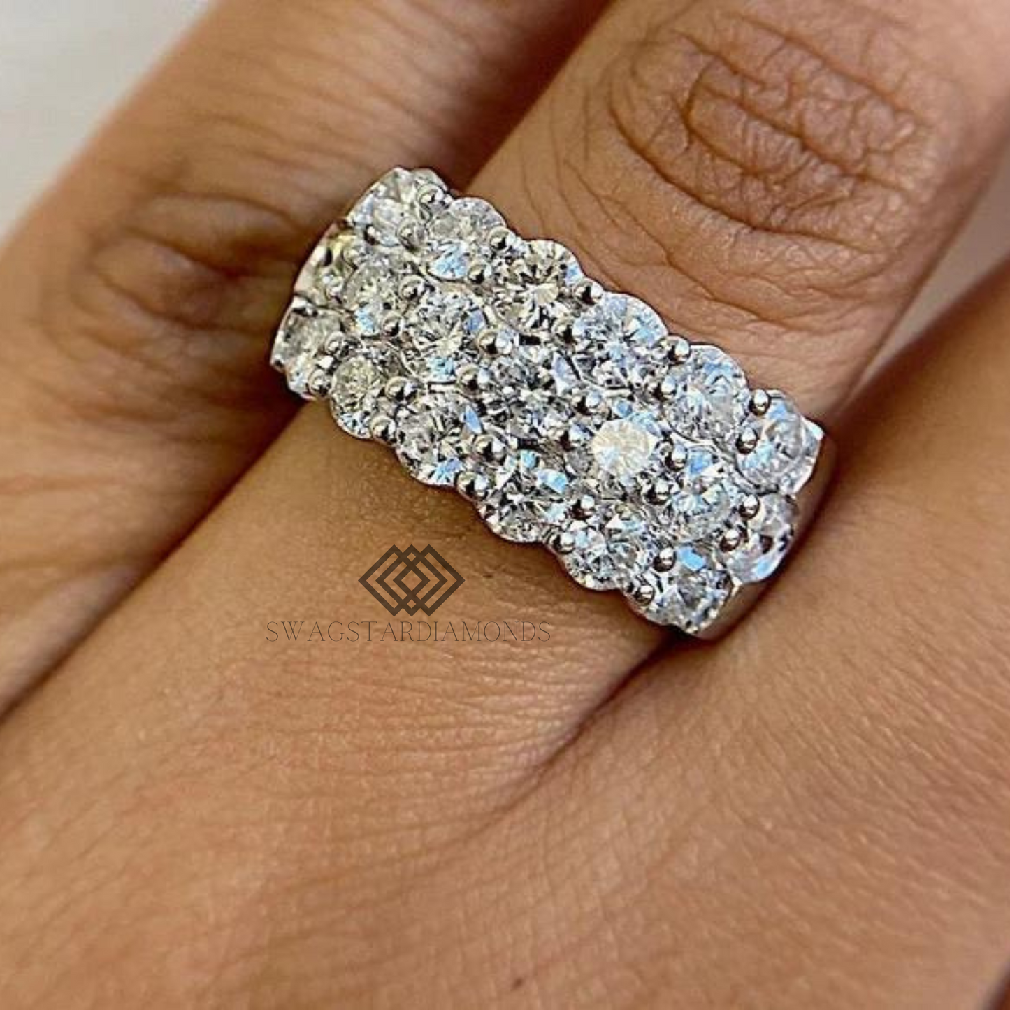 Round Cut Ring With Lab-Grown & Natural Diamonds, Jewelry By Leading Manufacturer From Swagstar, Surat. Explore Wedding, Engagement, Eternity Rings,  Earring & Studs, Bracelets In 10k, 14k, & 18k Gold Varieties, Including White, Yellow, Rose Gold.