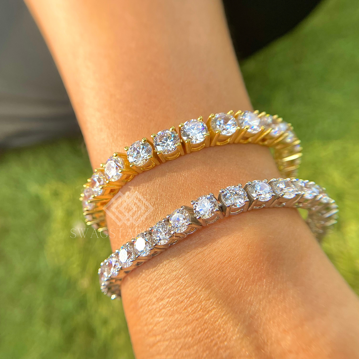 Dual Bracelet With Lab-Grown & Natural Diamonds, Jewelry By Leading Manufacturer From Swagstar, Surat. Explore Wedding, Engagement, Eternity Rings,  Earring & Studs, Bracelets In 10k, 14k, & 18k Gold Varieties, Including White, Yellow, Rose Gold.