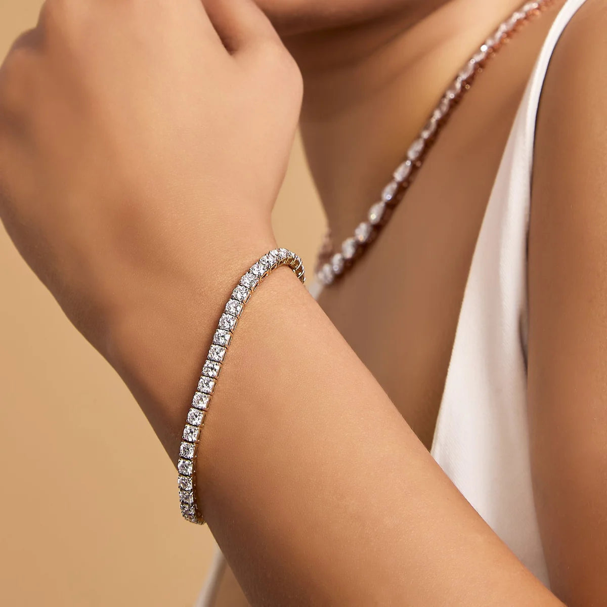 4MM Moissanite VVS Diamond Tennis Bracelet 925 Silver