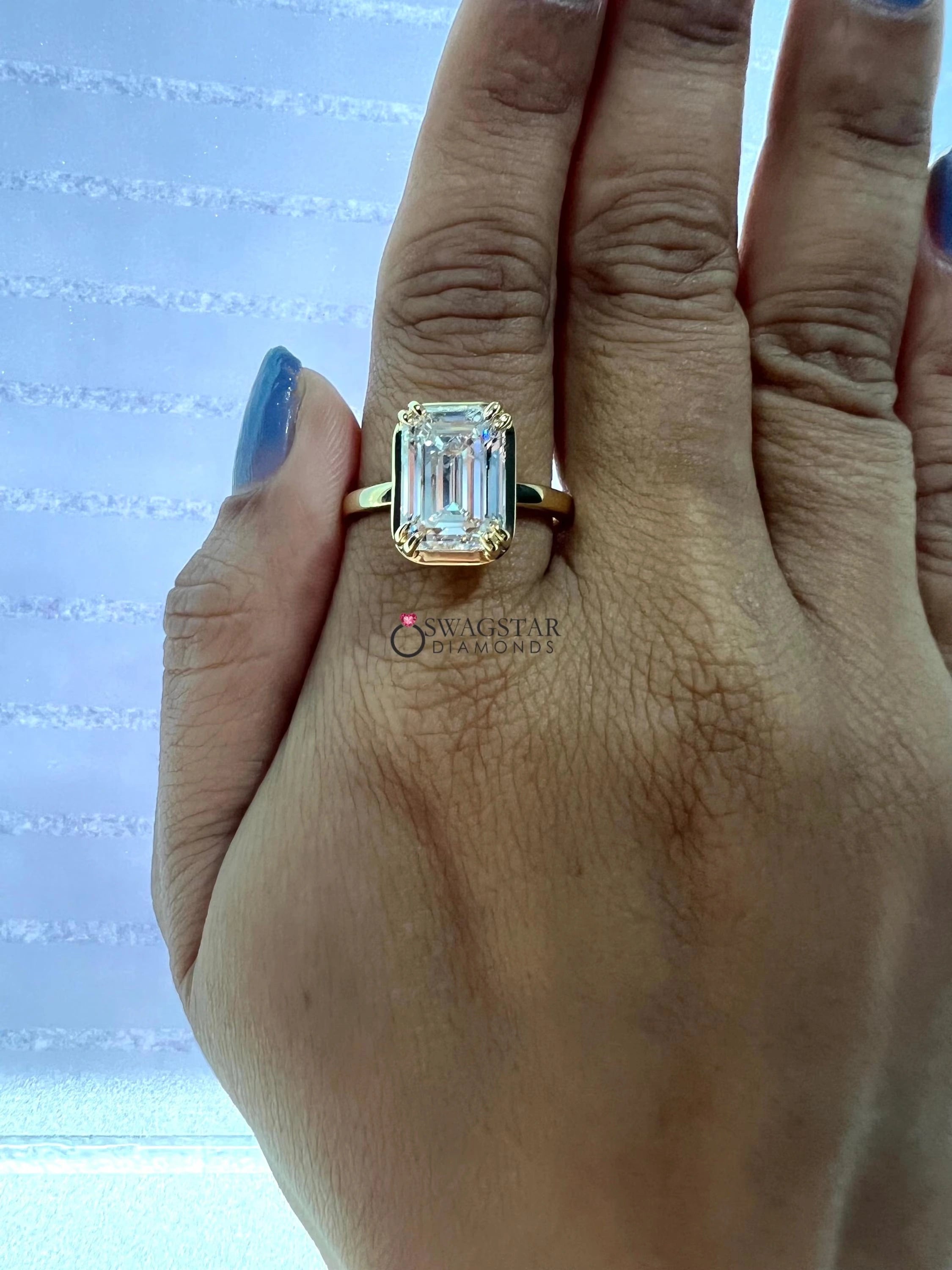 5 CT Emerald Cut Lab Grown Diamond Ring
