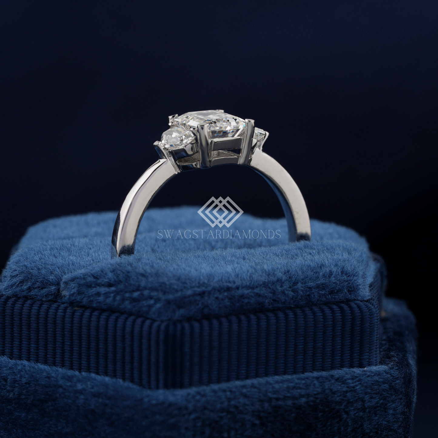 Emerald Cut Ring With Lab-Grown & Natural Diamonds, Jewelry By Leading Manufacturer From Swagstar, Surat. Explore Wedding, Engagement, Eternity Rings, Earring & Studs, Bracelets In 10k, 14k, & 18k Gold Varieties, Including White, Yellow, Rose Gold.