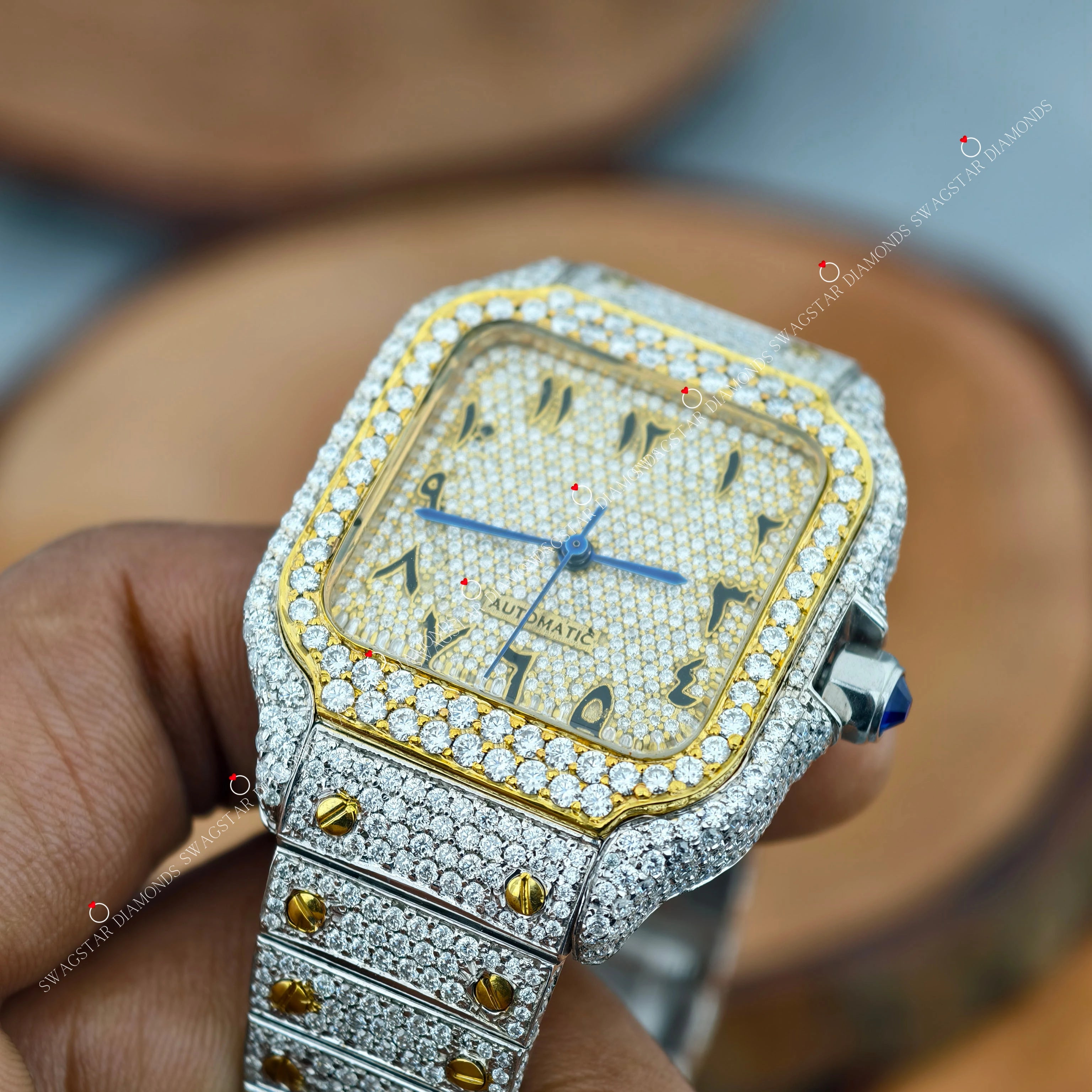 Arabic Number D color Iced Out Watches