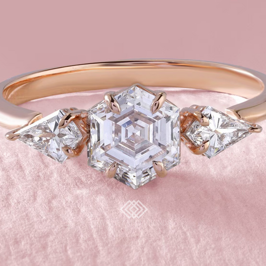Hexagon ring With Lab-Grown & Natural Diamonds, Jewelry By Leading Manufacturer From Swagstar, Surat. Explore Wedding, Engagement, Eternity Rings,  Earring & Studs, Bracelets In 10k, 14k, & 18k Gold Varieties, Including White, Yellow, Rose Gold.