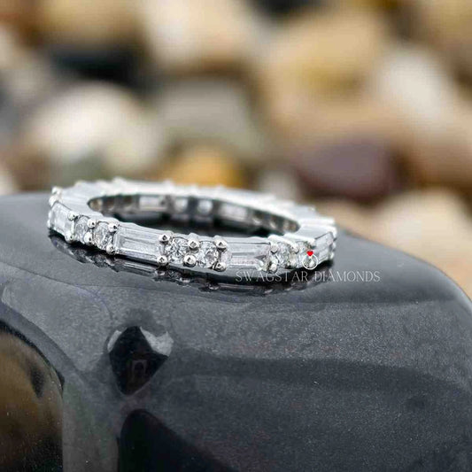Baguette And Round Cut Lab Diamond Stack Band