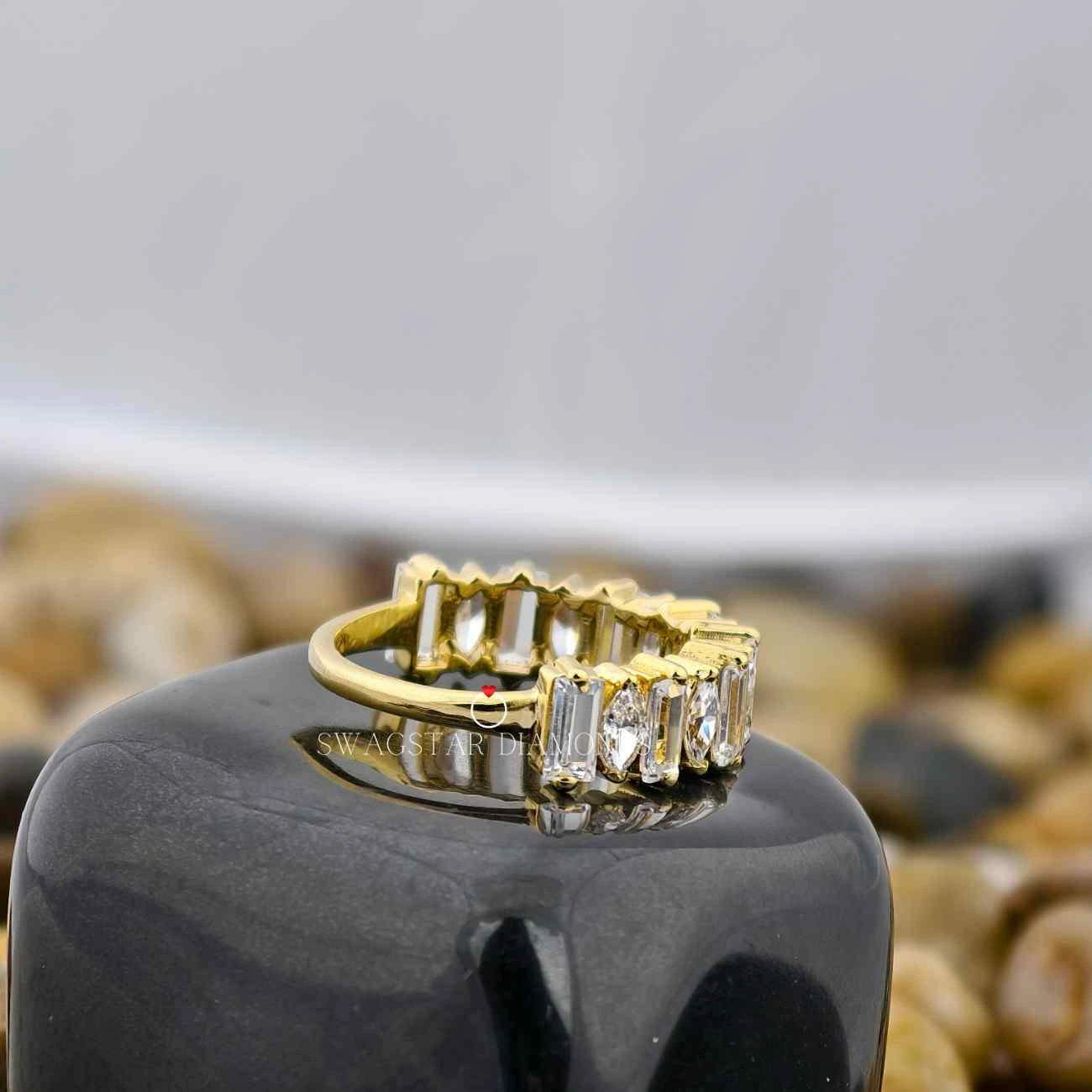 Baguette Marquise Cut Half Eternity Band