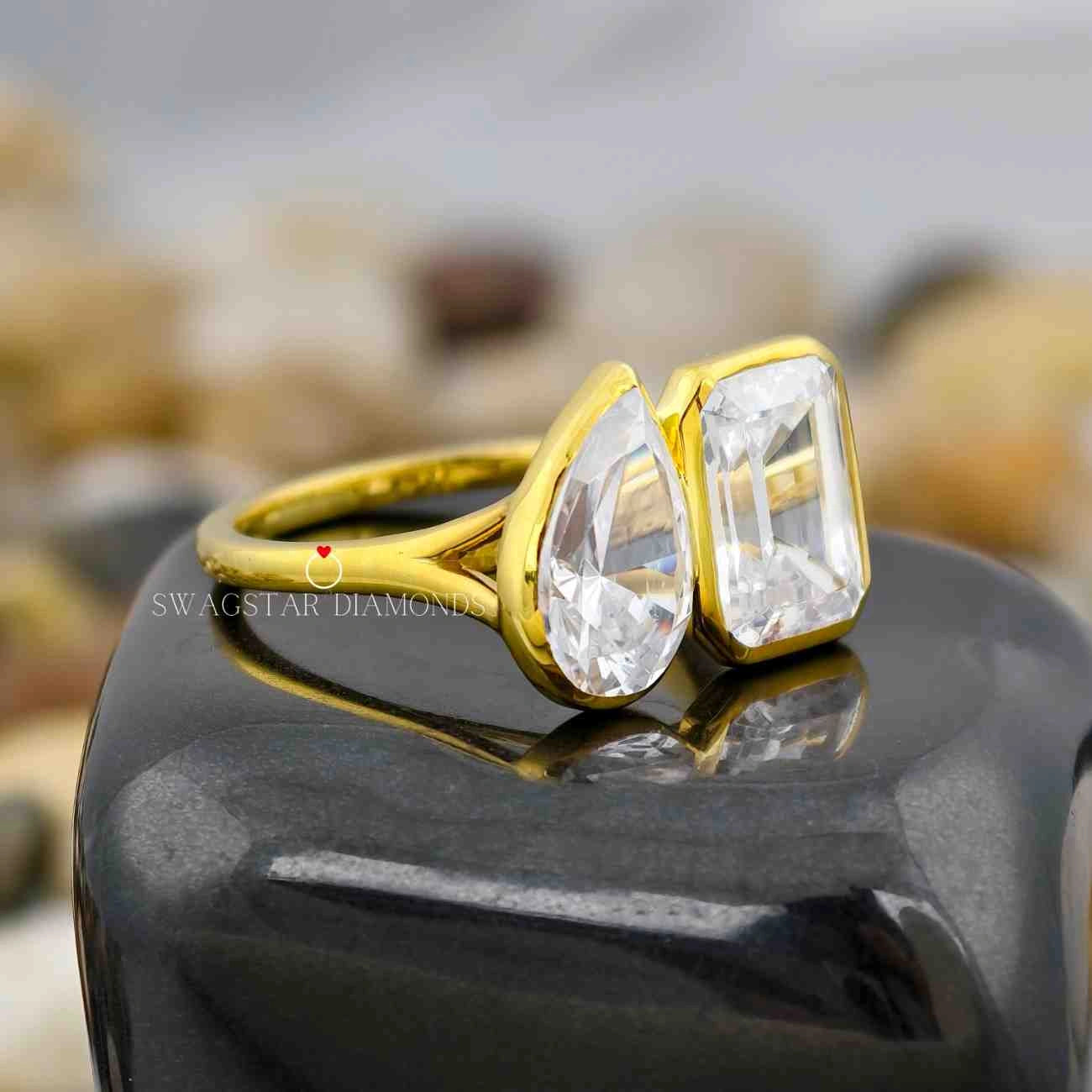 Bezel Set Toi Et Moi Ring