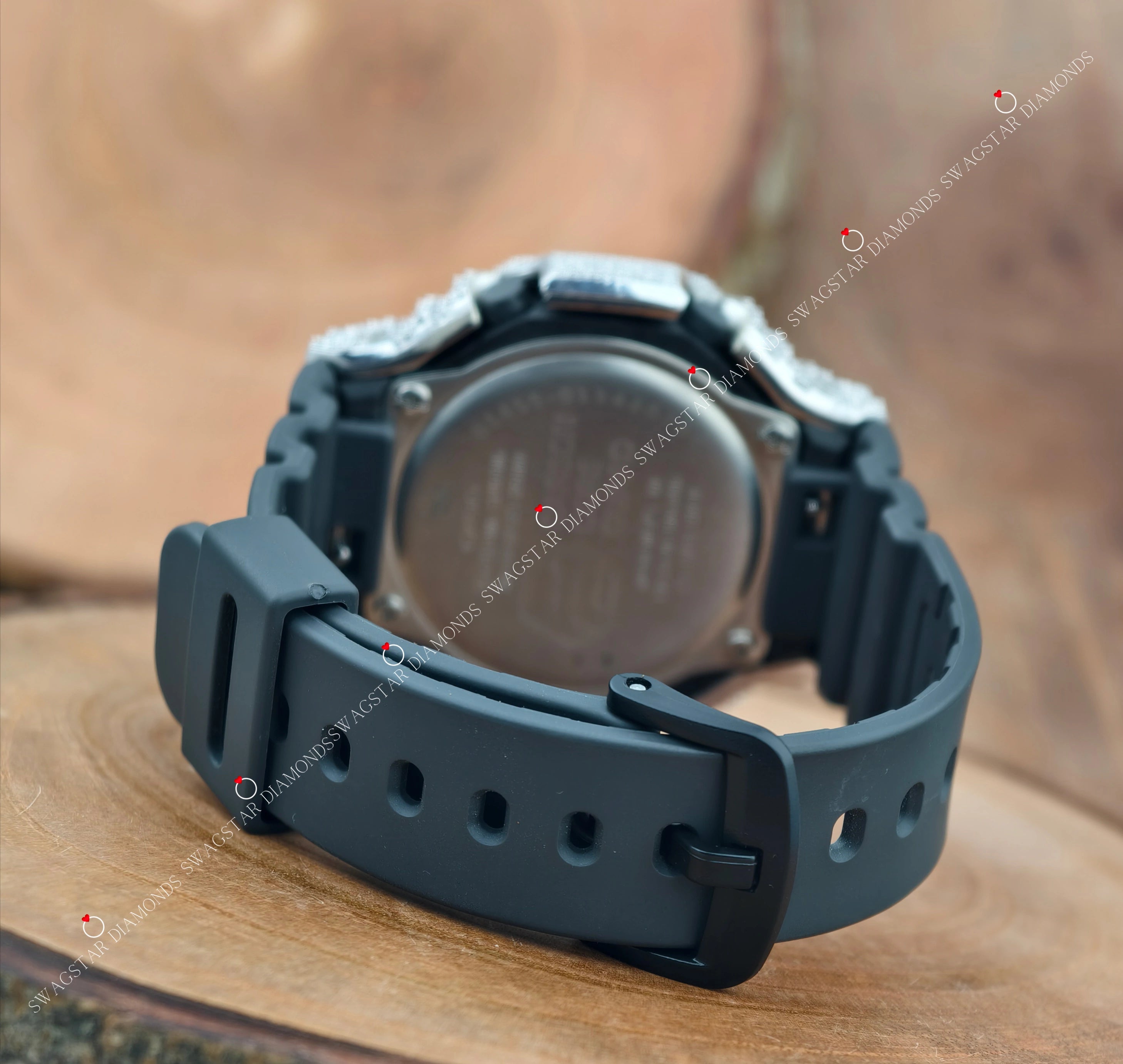 Black Rubber Strap Moissanite Watches