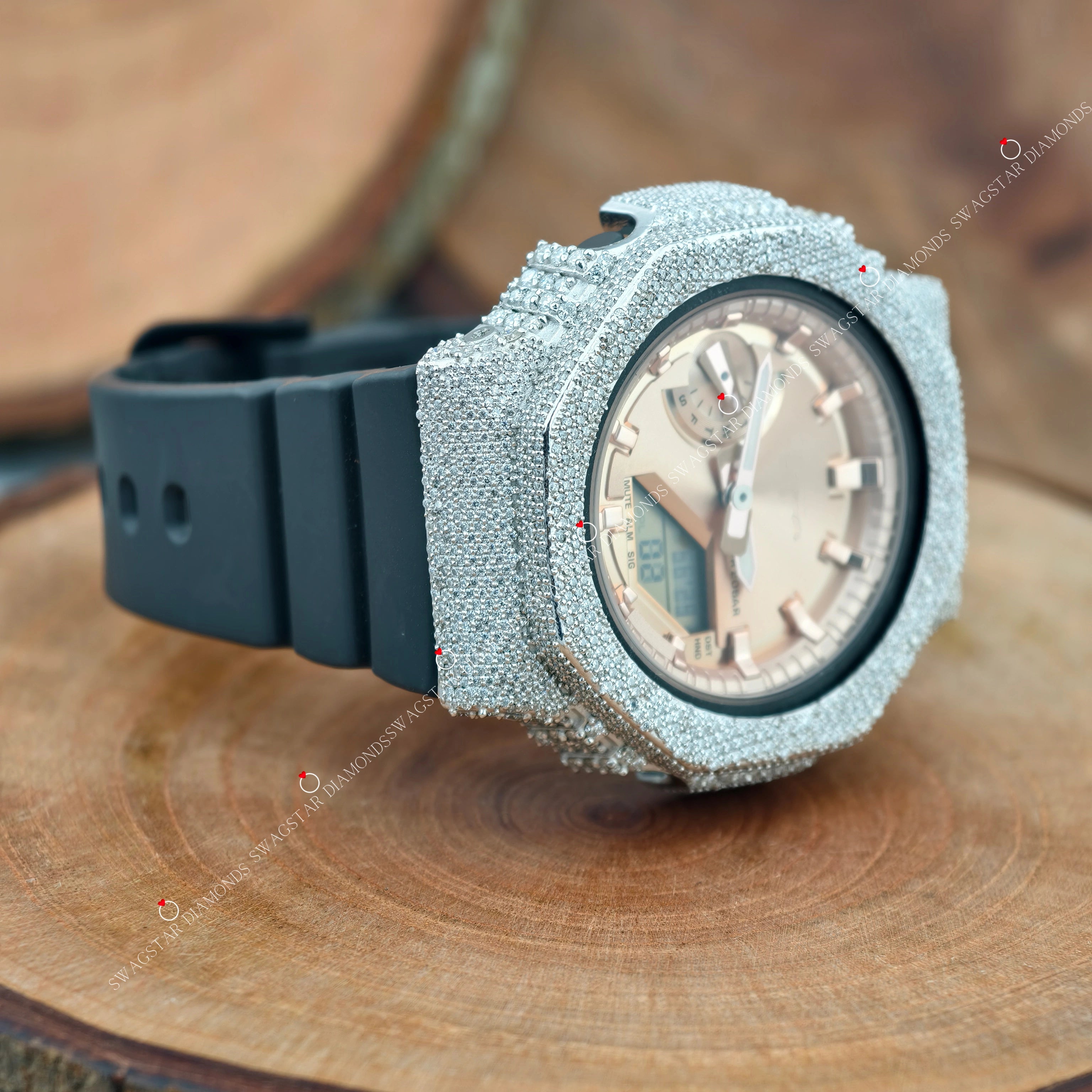 Black Silicon Strap Moissanite Watch