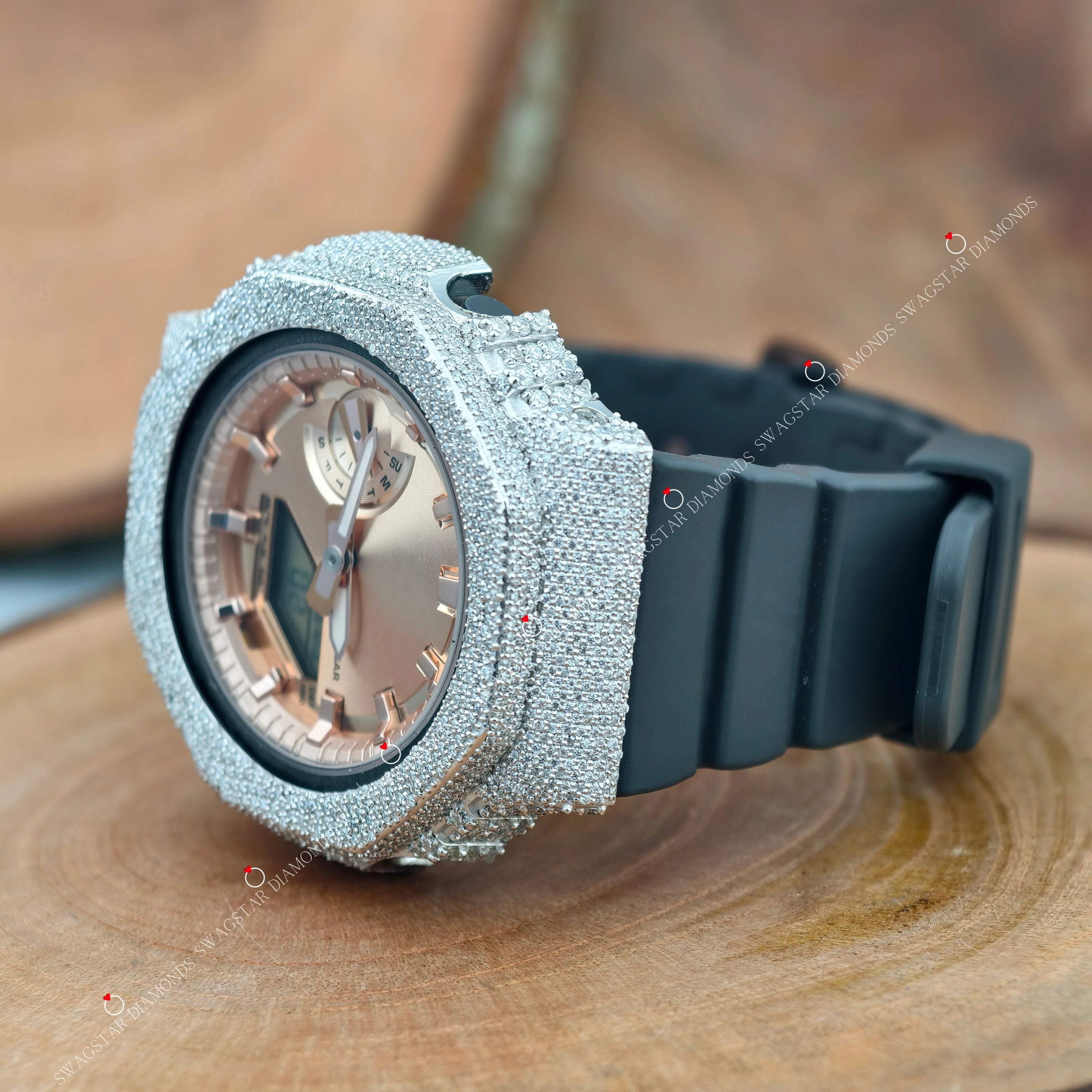 Black Silicon Strap Moissanite Watches