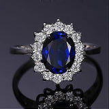 Blue Sapphire Halo Engagement Ring
