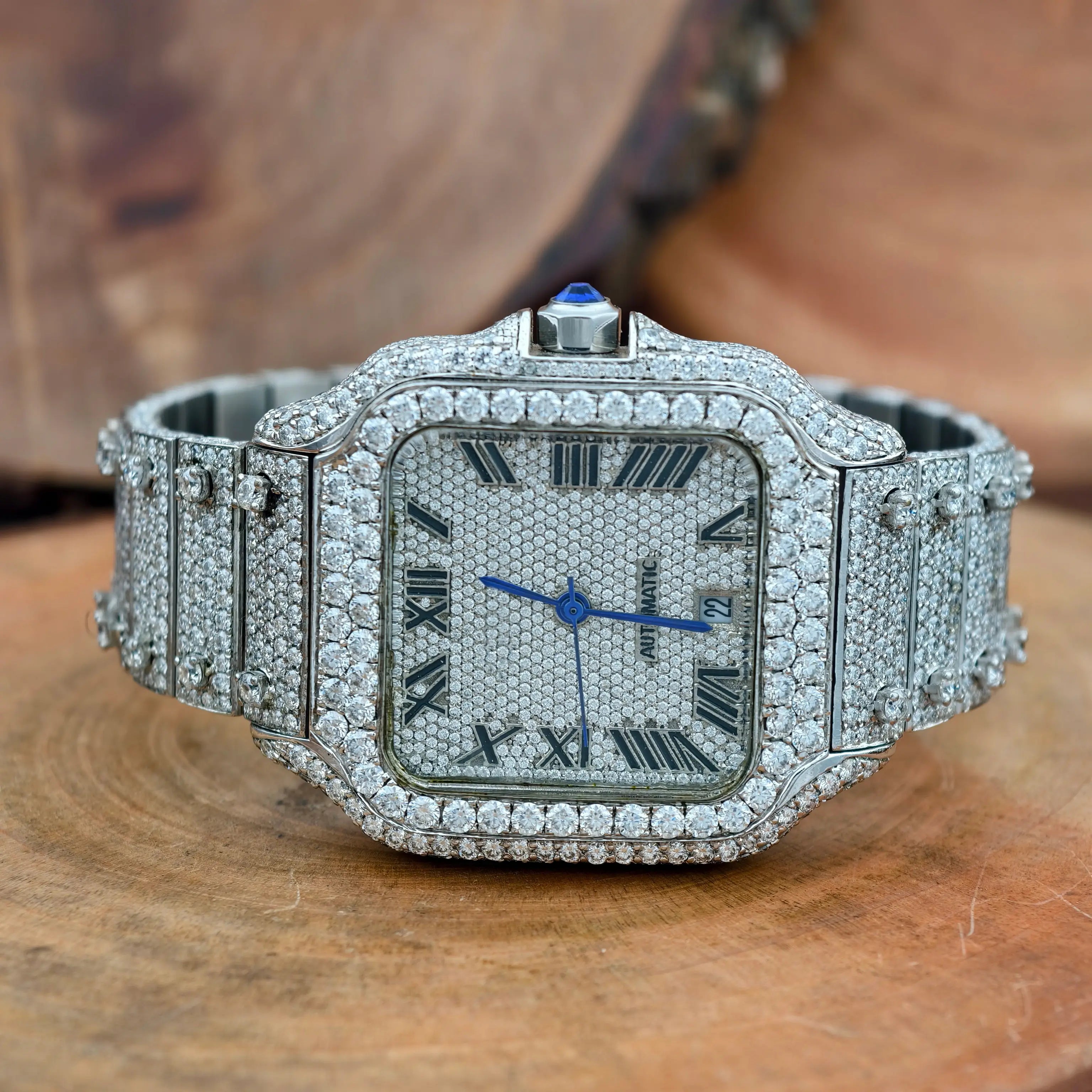 Buy Trendy Roman Numeric Fully Iced Out Moissanite Watch