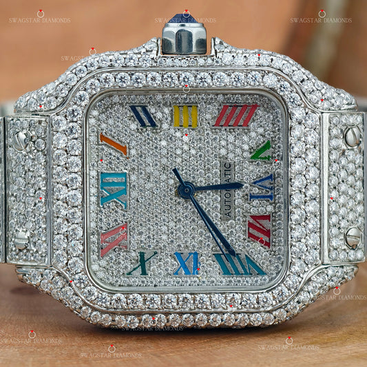 Colorful Roman Letter Moissanite Watch