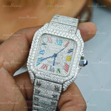 Colorful Roman Number Moissanite Watch For Brother.