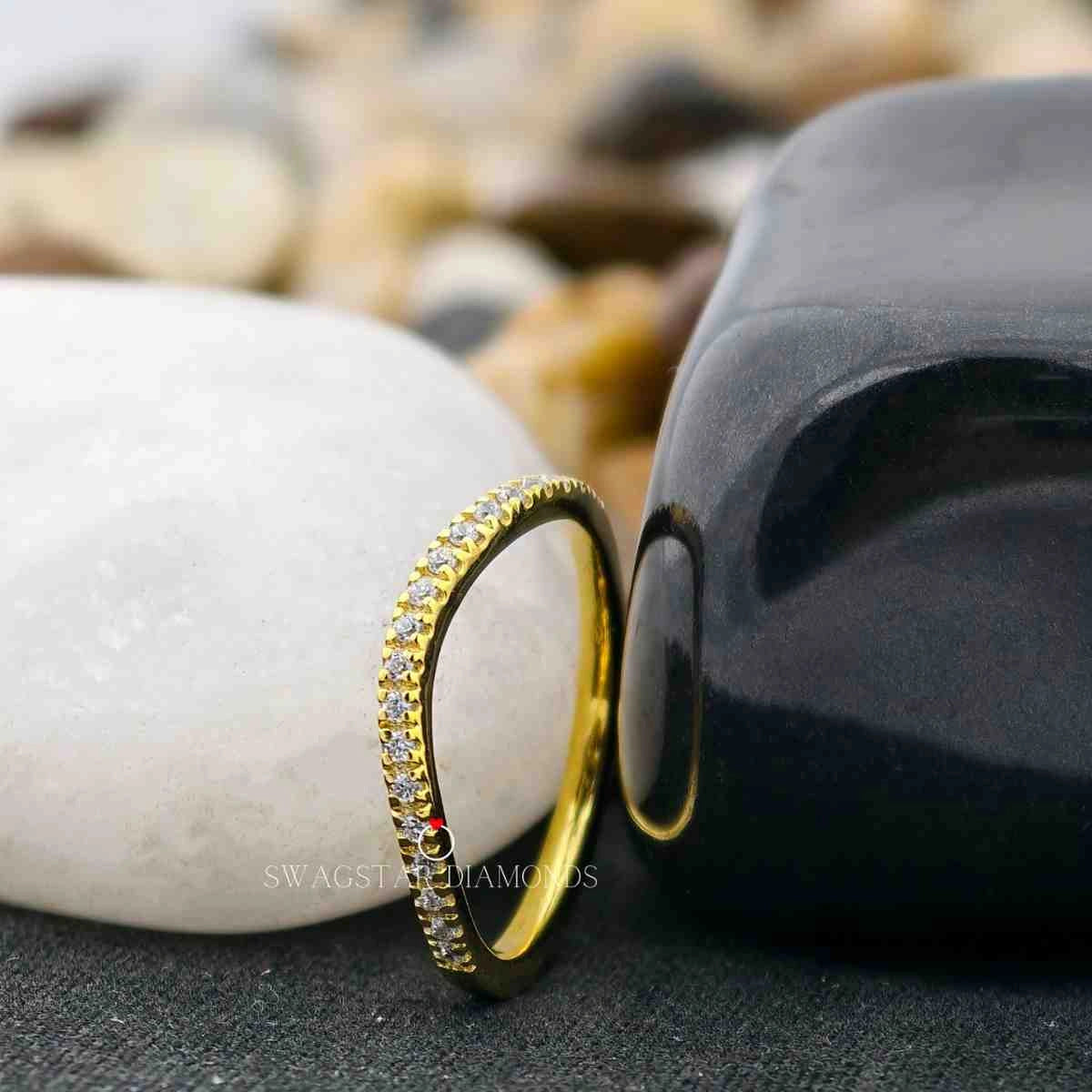 Curved Half Eternity Engagement Band