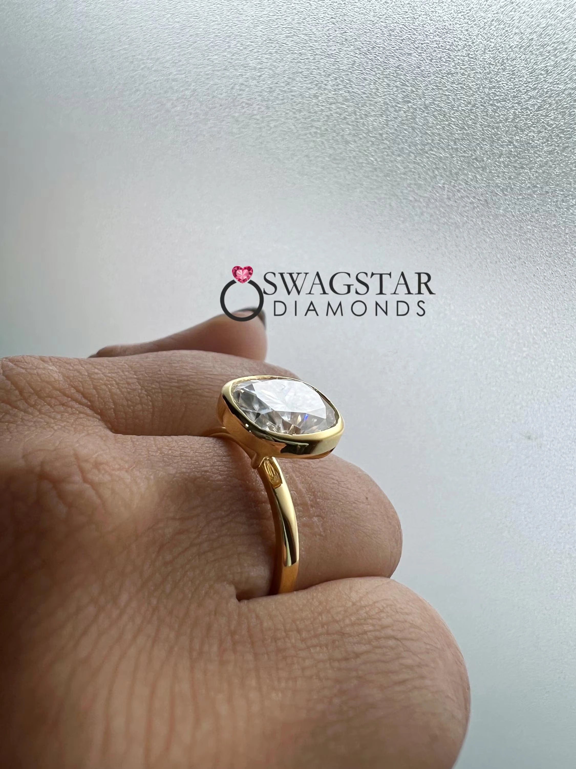 Cushion Cut IGI Certified Bezel Set Ring