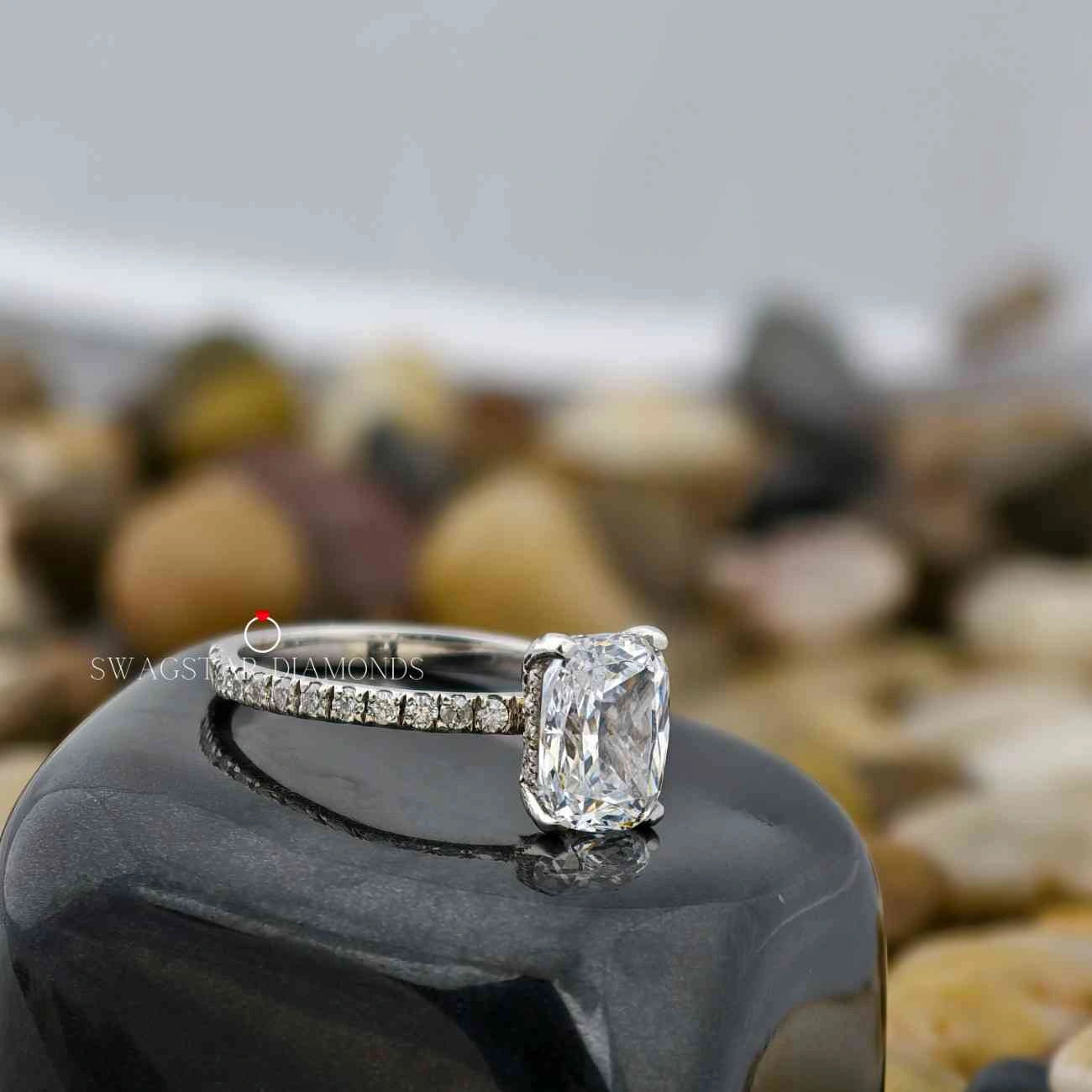 Cushion Cut Lab Diamond Engagement Ring
