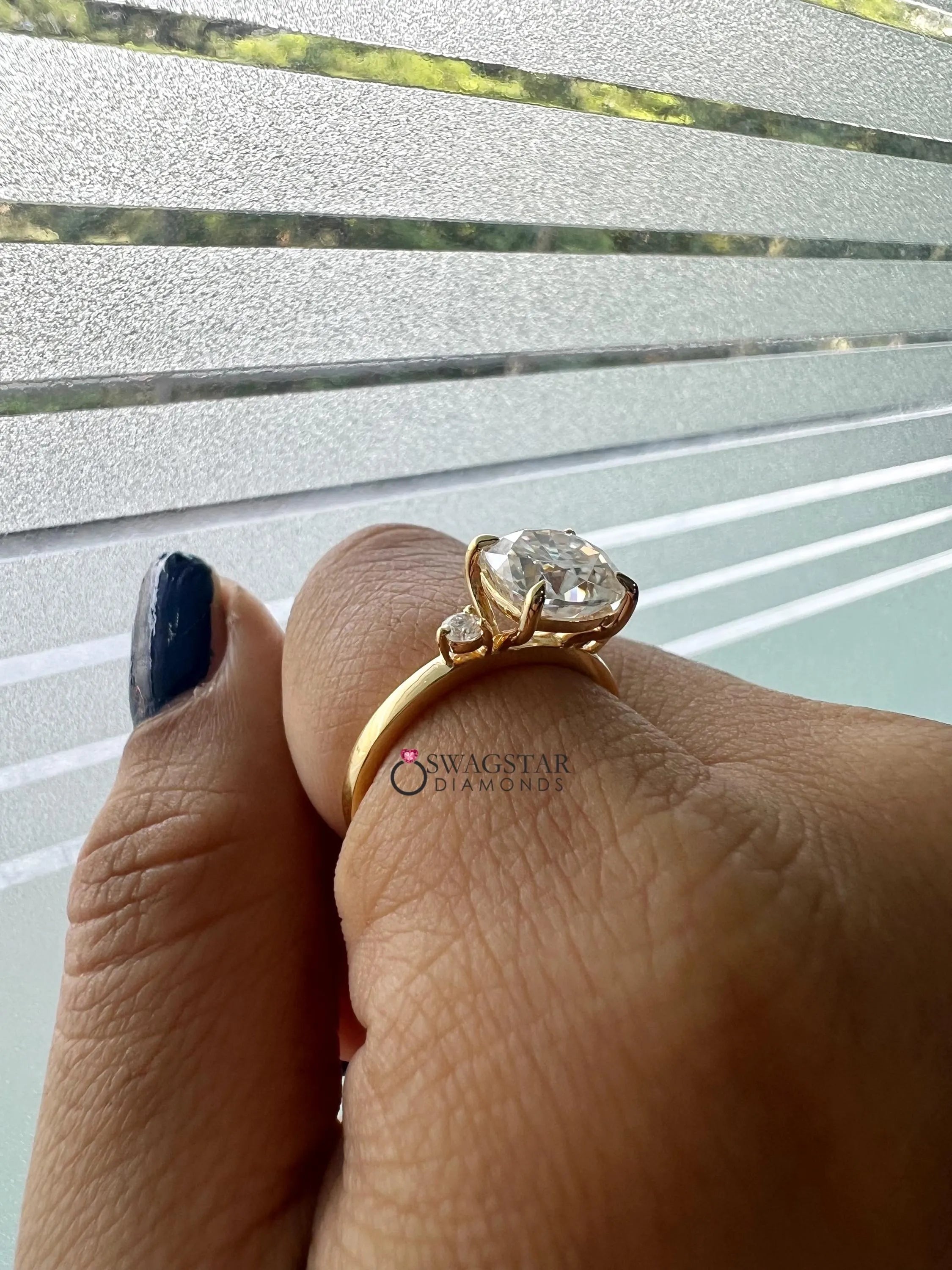 Cushion Cut Lab Diamond Three Stone Ring