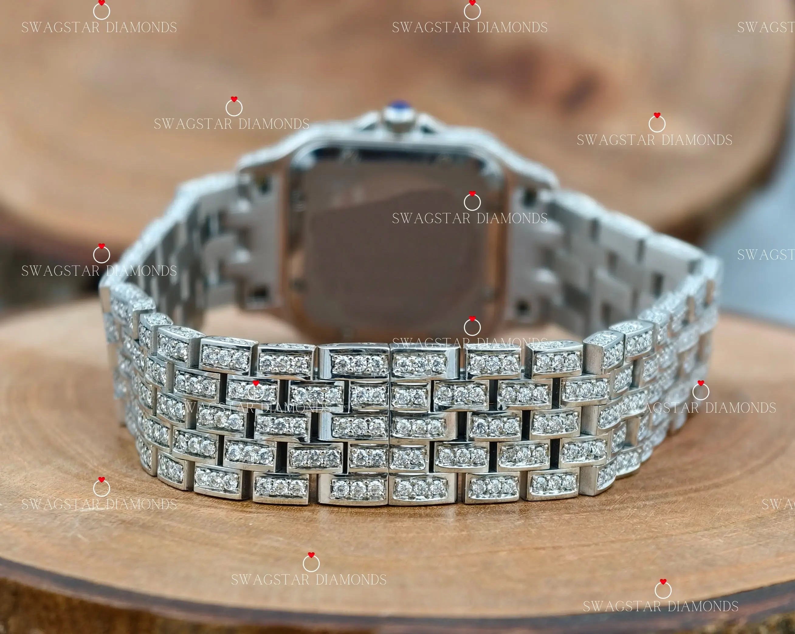 Double Bezel Dial Moissanite Watch For Women.