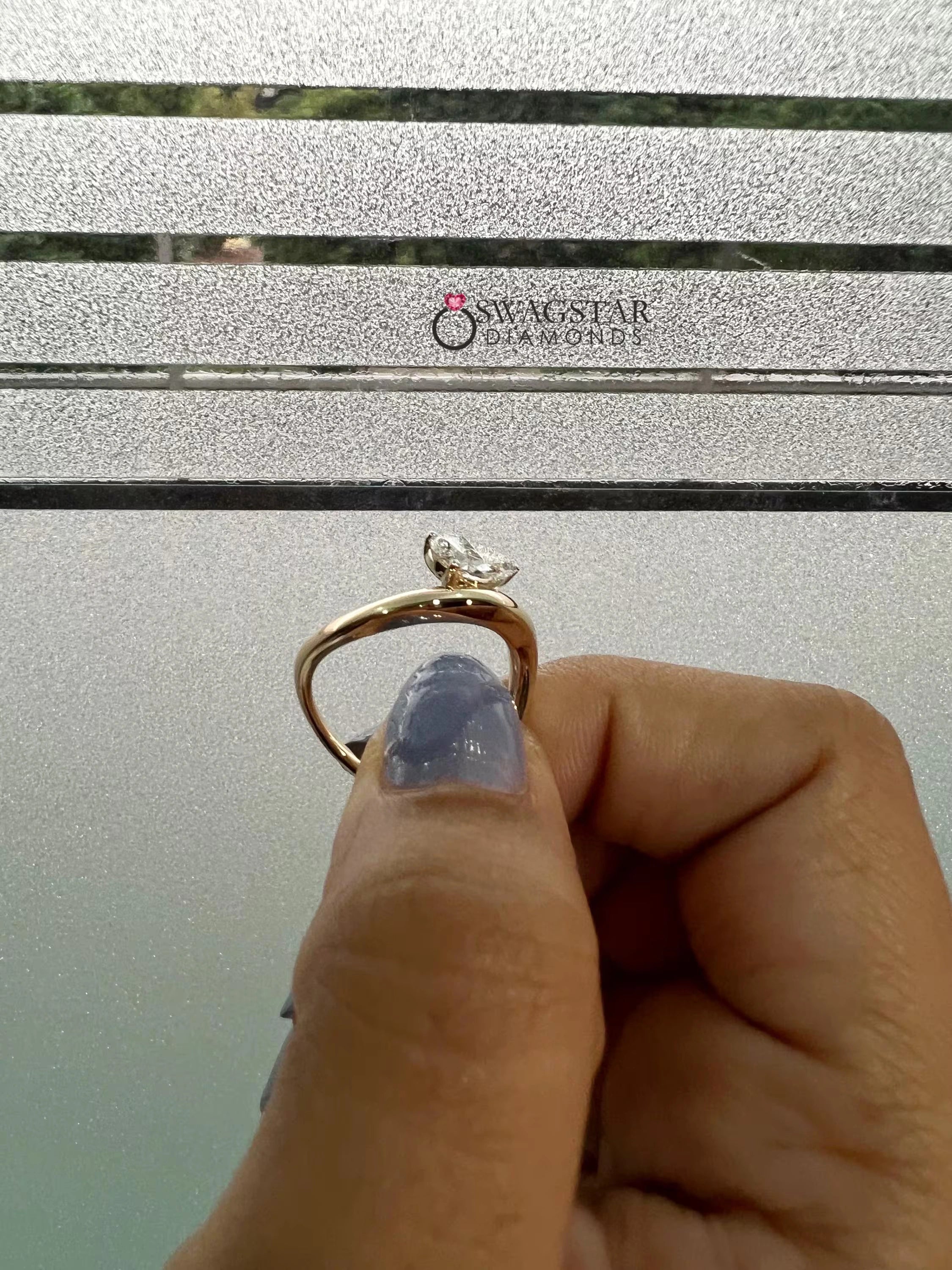 East West Teardrop Solitaire Ring