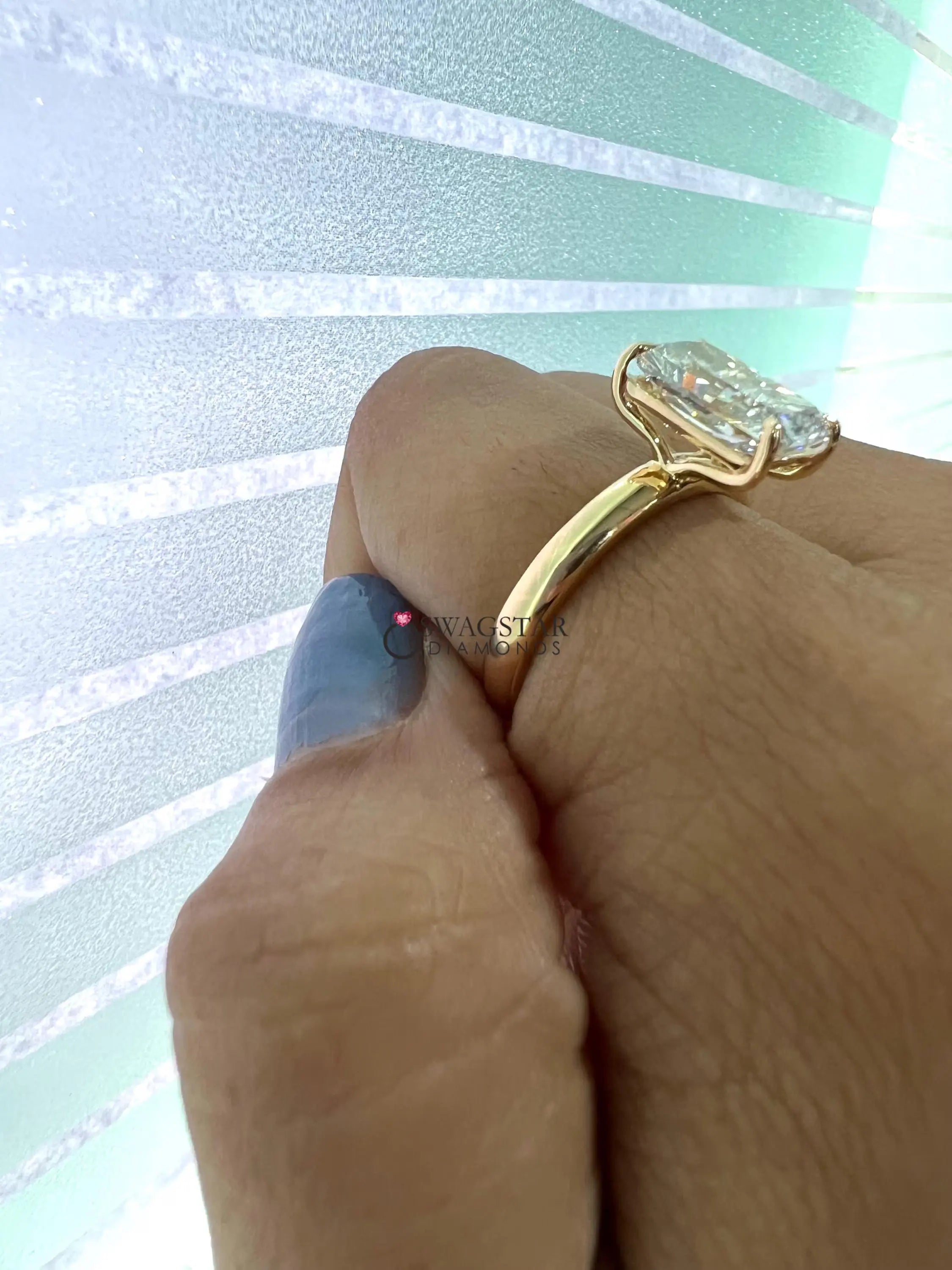 Elongated Radiant Cut Lab Grown Diamond Ring