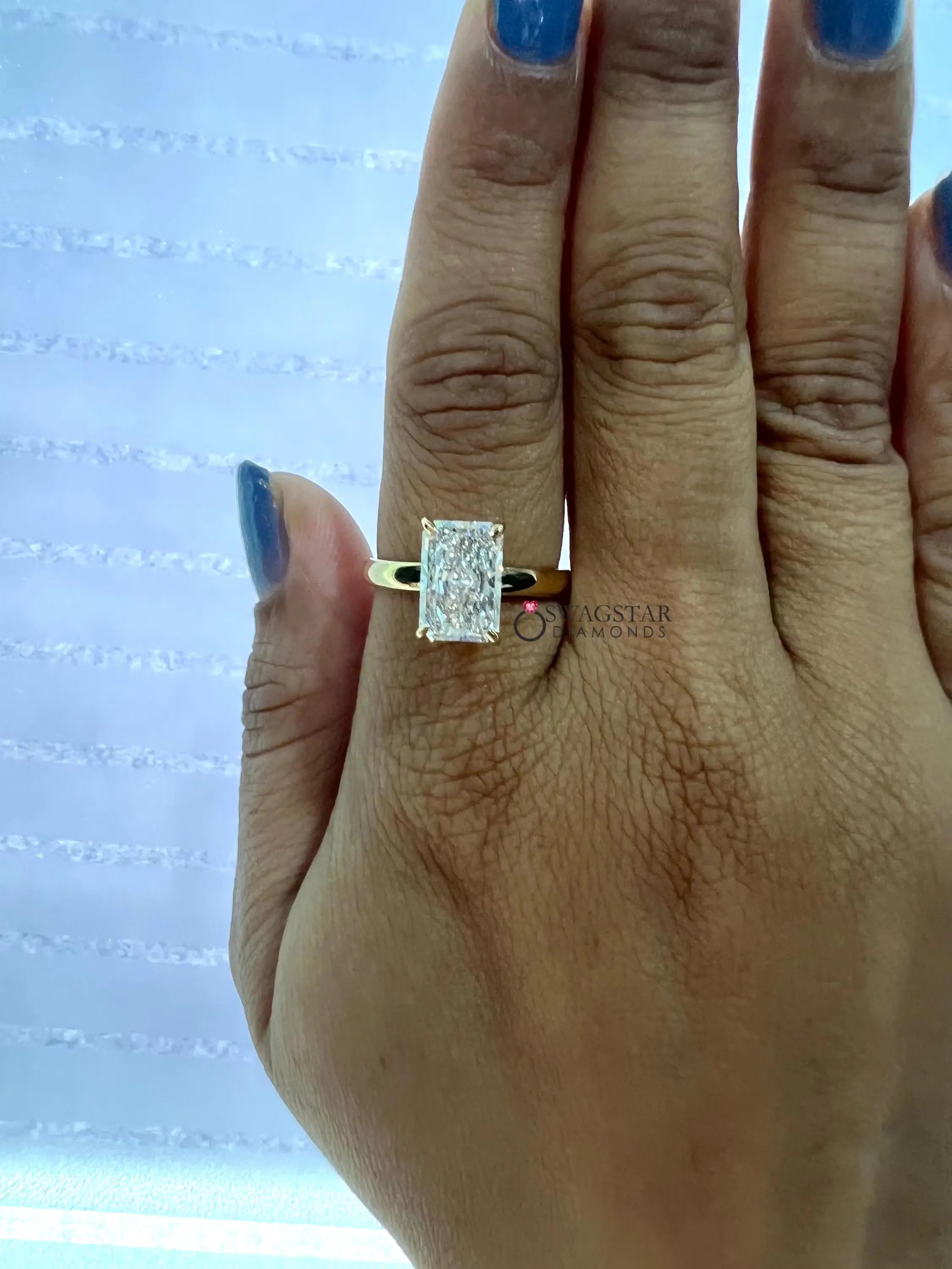 Elongated Radiant Cut Solitaire Ring