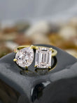 Emerald And Pear Cut Toi Et Moi Ring
