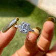 Emerald Cut 14kt Gold Halo Engagement Ring