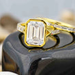 Emerald Cut Bezel Set Bridal Ring
