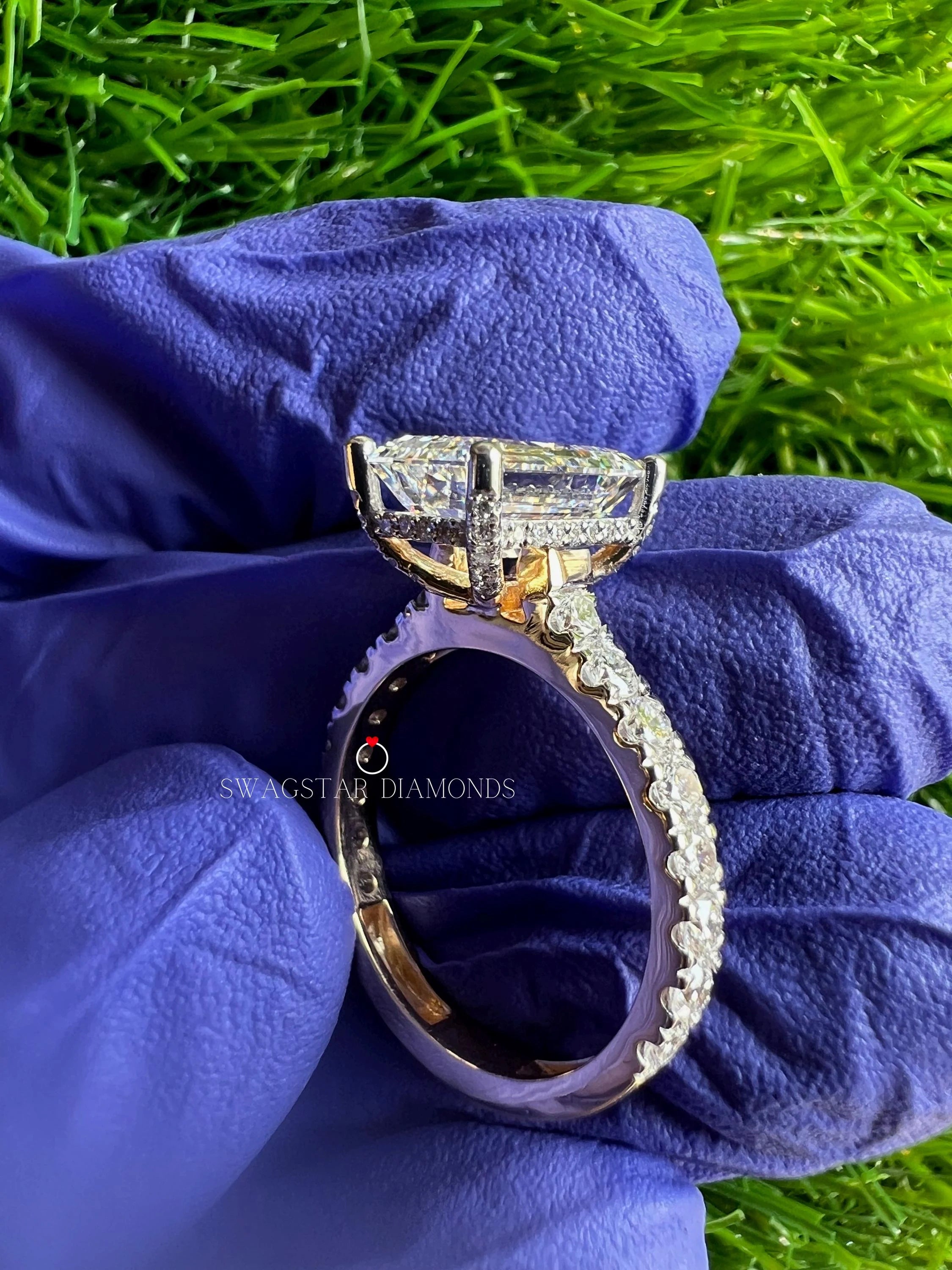 Emerald Cut Hidden Halo Ring.