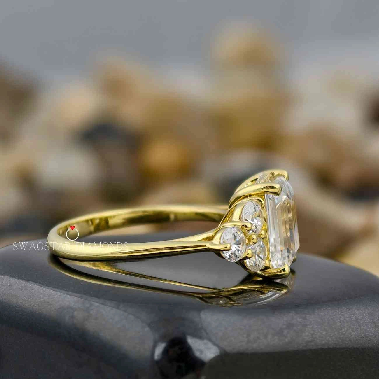 Emerald Cut Hidden Halo Ring