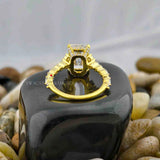 Emerald Cut Hidden Halo Women Ring 