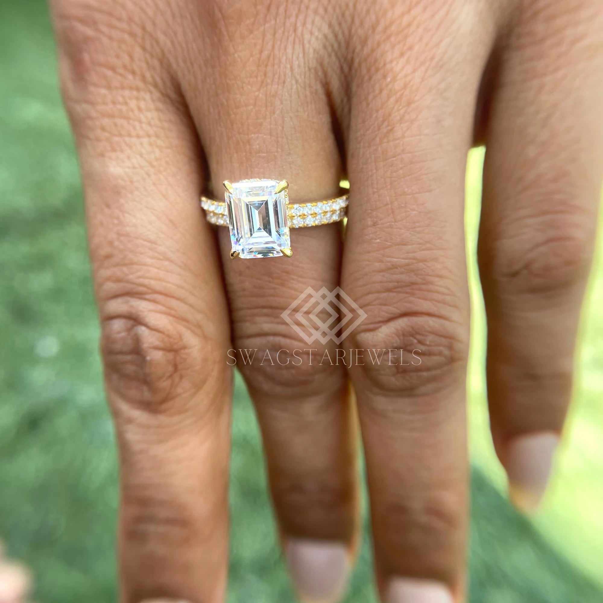 Emerald Cut Lab Diamond Women Ring