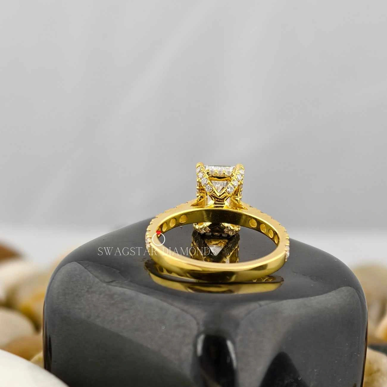 Emerald Cut Moissanite Diamond Ring