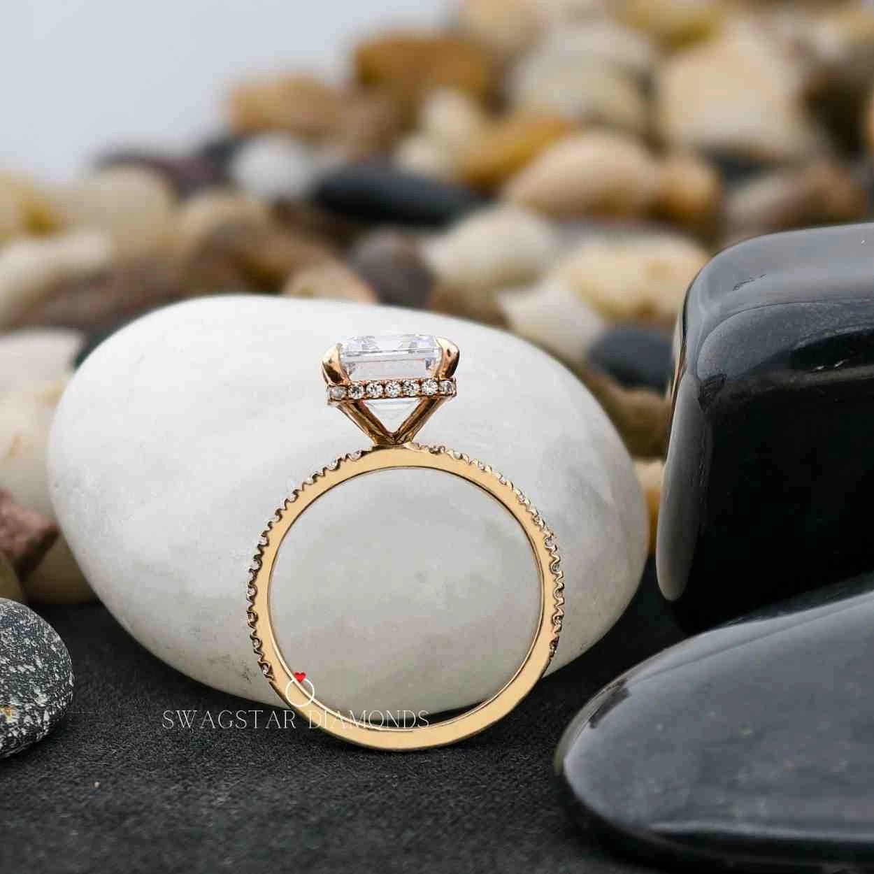 Emerald Cut Pave Ring