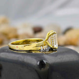 Emerald Cut Solitaire Half Eternity Band Set
