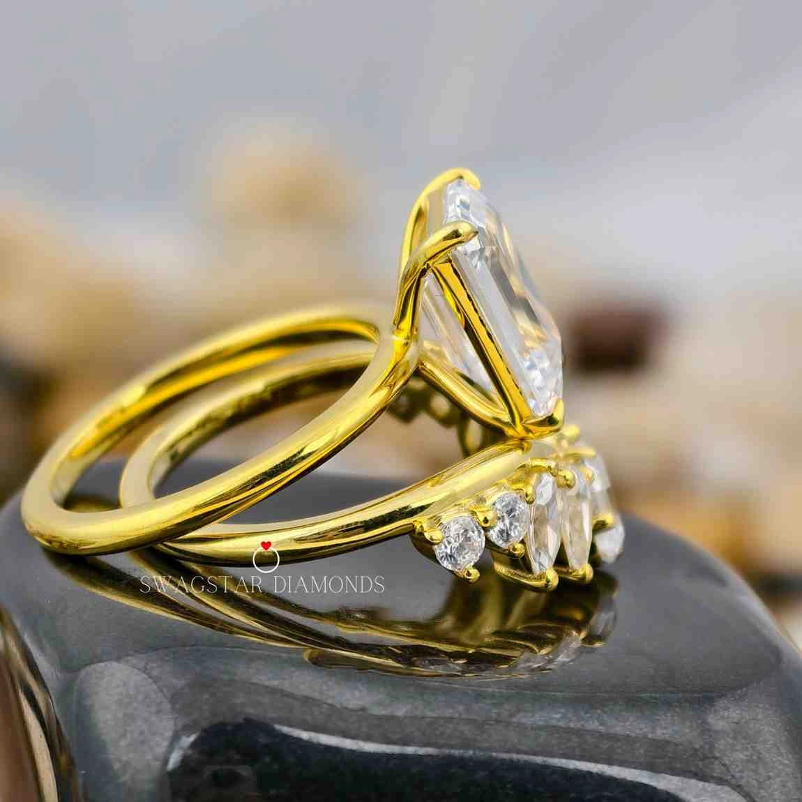 Emerald Marquise Cut Lab Diamond Ring