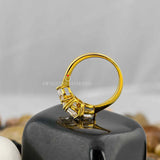 Emerald Pear Cut Diamonds Three Stone Engagement Ring