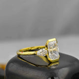 Emerald Pear Half Bezel Set Ring