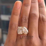 Emerald and Pear Lab Diamond Engagement Ring....