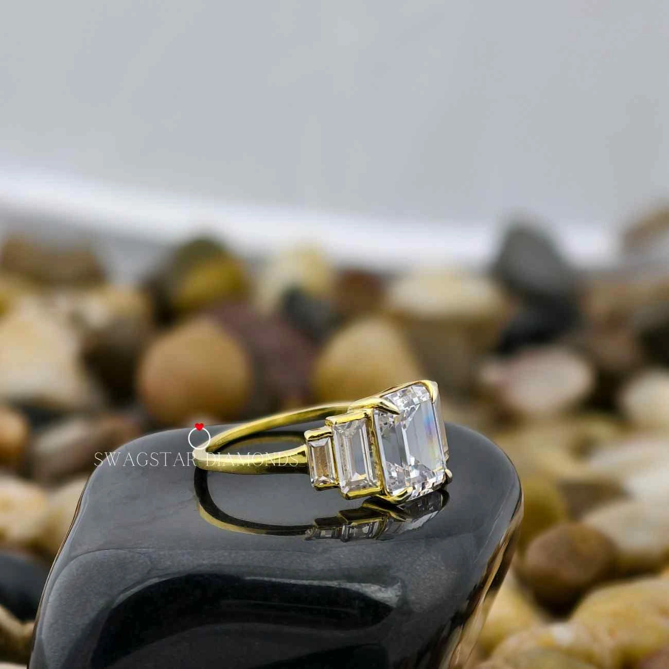 Five Stone Emerald Cut Ring